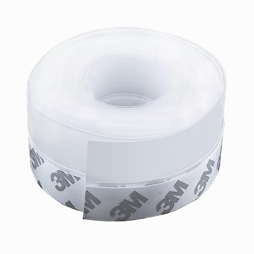 USTNIR Bas de Porte Adhésif,8M x 25MM Transparent Bande D'étanchéité en Silicone Souple Adhésif Imperméable à l'Eau Isolement du Bruit pour Porte Fenêtre Anti Souris Fourmi Cafard Insectes