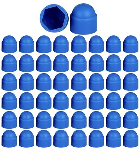 50 Stück Sechskantmutter-Abdeckung, M10 blaue Bolzenkappen, Kunststoff, Kuppelschraubenmuttern, Schutzkappen für Schrauben, Sechskantschrauben