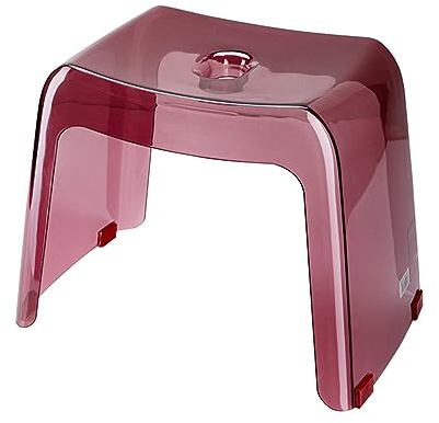 BURLOE Transparente Badezimmerhocker, Transparente Acryl-dusche-Hocker Fußhocker Mit Rutschfesten Füßen Duschhocker Fußhocker Für Küche Schlafzimmer Und Wohnzimmer,Rot