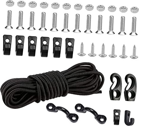 OSALADI Kayak Bungee Cord Kit Elastic Cord Stainless Steel Screws Nuts j Hooks c Hooks for Kayak Accessories Boat Fishing Deck