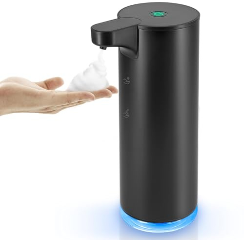 Automatic Hand Soap Dispenser Touchless: Foaming Soap Dispenser Stainless Steel - Free Touch Electric Soap Dispenser Rechargeable with Sensor for Bathroom, Commercial (Black)