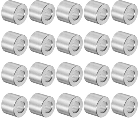 sourcing map 20 Stück Distanzhülse 5x10x7mm IDxODxL Abstandshalter | Runde Unterlegscheiben, Aluminium, Für M5 Schrauben Bolzen und Stangen