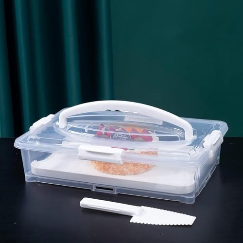 1Pack White Plastic Cake and Cupcake Carrier Holder, Large Portable Storage Container for Storing 12 Cupcakes or 1 Large Cake
