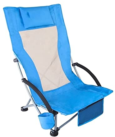 DRMEE Klappstuhl Angelstuhl Hochlehner, Gepolsterter Liegestuhl, Tragbarer Strandstuhl, Klappstuhl, Ergonomie, Atmungsaktiv, Bequem, Mit Kopfstütze Camping Stuhl (Color : A)