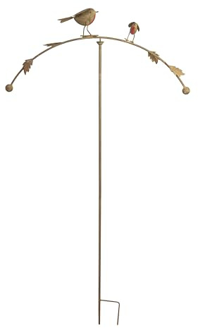 MAISONICA Tall 1.35m Rusty Robin Pair Lovers Metal Garden Stake Spinner Balancer Ornament Decoration