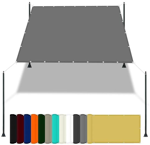 Toldo Parasol 3.5 x 3.5 m Impermeable Toldos Vela Baratos Rectangular con Protezione UV PES e Accessori di Montaggio para Plantas Flores Exteriores Balcón Pérgola Trasero, Gris Claro