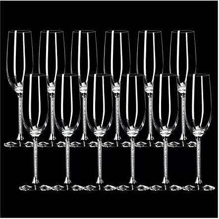 Bicchiere da Vino 230Ml Di Lusso Leggero Champagne Bicchieri Domestici High-End Champagne Flauto Set Cristallo Vetro Champagne Tazza 12 Pezzi Champagne Flauti/Argento/230Ml