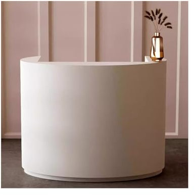 HLZLPYFC Empfangstheke Halbrunder Empfangstresen mit Theke, moderner Bürotresen, für Einzelhandelskasse, Lobby, Laden, Salon(Color:White,Size:23.6x19.6x39.3in)