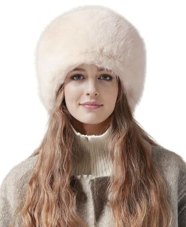 Lina & Lily Women's Winter Cossack Hat Russian Style Long Pile Faux Fur (Beige)