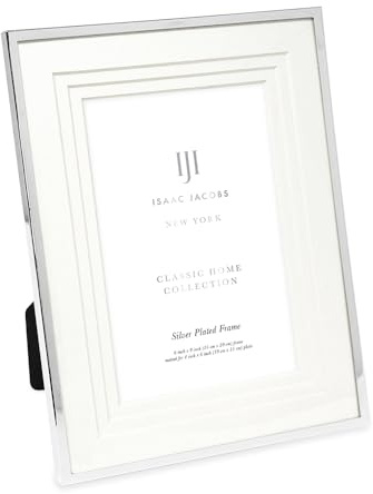 Isaac Jacobs 6x8 (Matted 4x6) Silver Metal Picture Frame, Triple Matted Classic Metal Photo Frame Made For Tabletop & Hanging Display, Photo Gallery and Wall Art (6x8 (Matted 4x6), Silver)