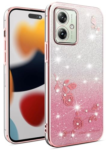 SEAHAI Funda para Motorola Moto G54 5G, Degradado de Color Brillante Lindo Flor Patrón Diseño Niña Carcasa Ultradelgado Suave Silicona TPU Bumper Antigolpes Cubierta - Rosado