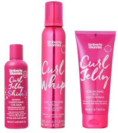Umberto Giannini Curl Routine Kit for Type 3 Curls (3 Products) Styling Kit for Defined, Hydrated, Frizz-Free Curls