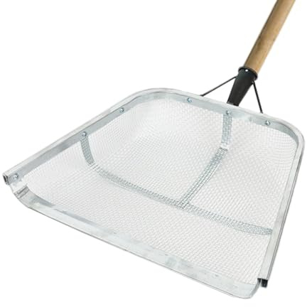 Setaccio per sabbia grande da giardino, pala in metallo, per escrementi di rettili, da giardino, filtro da terra, filtro efficiente per setacciare il terreno, strumento di raccolta per l'agricoltura