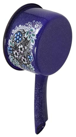 Vintage Emaillierte Wasserkelle mit Langem Griff, 1 Stück, Blau | Wasser und Früchte, Ergonomisches Design, Laborsparend und Vielseitig Einsetzbar