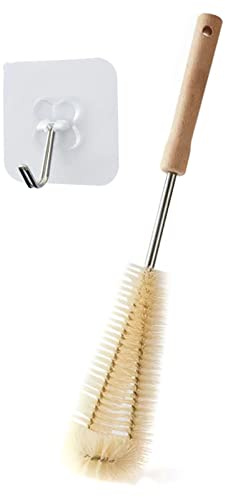 Scovolino per Bottiglie in Nylon con Manico in Legno, Spazzola Puliscibottiglie per Pulire Borracce, Thermos, Biberon, 37 x 5cm Spazzola per Pulire Bottiglie
