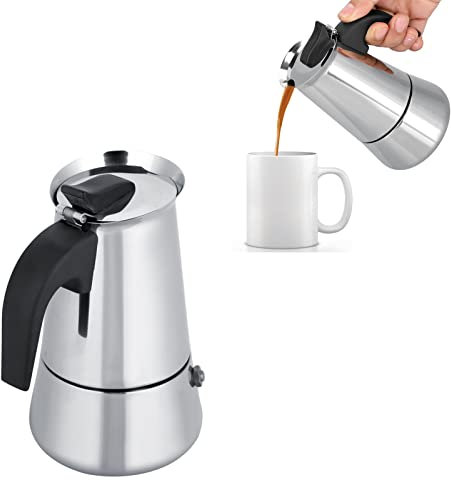 Moka Induzione in Acciaio Inox, Caffettiera Induzione Moka, Caffettiera Espresso Stovetop, Adatta a Tutti i Tipi di Fornelli e Induzione (100ml)