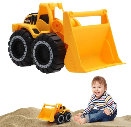 VOSSOT Sandleksak, grävmaskin, sandlåda, frihjulshjullastare, byggarbetsplatsfordon, bulldozer sandleksak, bil, däck, strandleksak, mjukt material, sandleksak från 1–5 år, flicka, pojke, sommarleksak