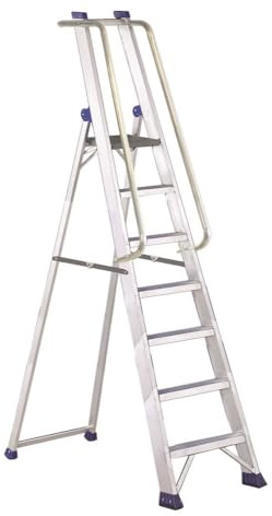 Svelt Scala Professionale in Alluminio Rinforzato – 7 Gradini, Piattaforma Antiscivolo, Corrimani e Parapetto – Altezza di Lavoro fino a 366 cm – Norma D.Lgs. 81/08 e UNIEN131