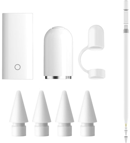 4 Piezas De Puntas Para Apple Pencil + 1 Tapa De Repuesto + 1 Adaptador + 1 Tapa Magnética Con Cordón Antirrobo, Puntas De Alta Sensibilidad, Para Apple Pencil 1A Y 2A Generación