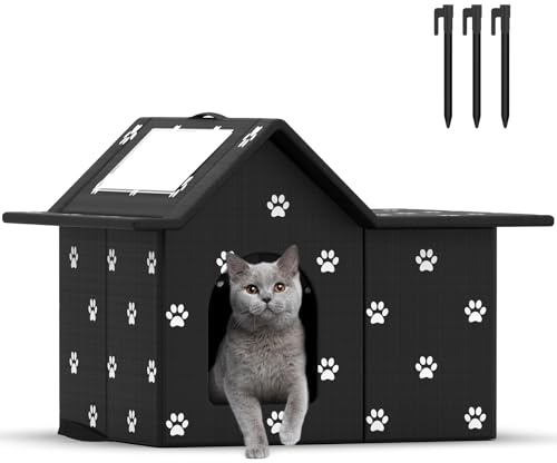 Niche pour Chat Exterieur, Cabane Chat Exterieur Facile à Laver, Résistance à La Chaleur et au Froid, Niche D'extérieur pour Chats pour Animaux Domestiques Errants et Chats Domestiques