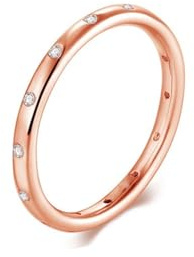 Wycian Verlobungsring Vintage Trauringe Rose Gold 9K Roségold Au375 Runde Form Moissanit Größe 58 (18.5) Vorsteckring für Schwester Modern Schmuck Geschenk