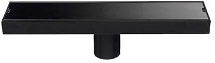 Sifone di scarico invisibile a pavimento, per bagno, quadrato, 20-50 cm, filtro di drenaggio per doccia, accessori da cucina, sifone per pavimenti esterni (nero, 6,8 x 40 cm)