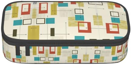 OTTKGGA Mid Century Modernes Federmäppchen mit großem Fassungsvermögen und Reißverschluss, Schreibwaren-Organizer, Make-up-Tasche für Schule, Büro, Reisen, Schwarz , Einheitsgröße, Koffer