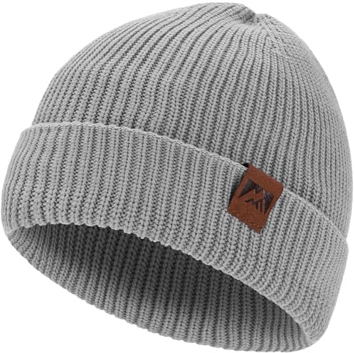 BARFULKER Beanie Mütze Herren Winter Warme Unisex Wintermütze Strickmütze Dehnbare Weiche Skimütze mit Bündchen und Dickem Doppellagiges Strickgewebe Geschenk für Freundin männer Frauen,Grau