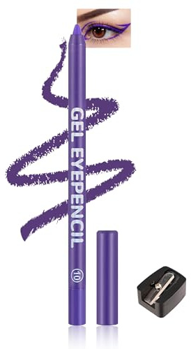Gel Eyeliner Wasserfest Violett, Creme Matt Eyeliner Stift mit Anspitzer, Langahaltend Wischfest, Schnelltrocknende Geschmeidig, Hochpigmentierter Colored Eye Liner Pen Make-up für Cosplay Party-10