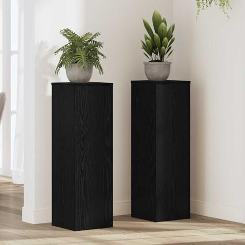 Frdhee Supporto per piante da esterno, 2 pezzi, in rovere nero, 25 x 25 x 80 cm, per soggiorno, balcone, camera da letto