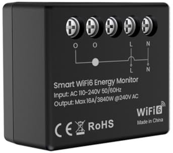 CashMuch Wifi Power Meter Smart Energy Monitor mit Rl-Time App Steuerung und Sprachassistent Kompatibilität für Alexa und Google Home, Schwarz