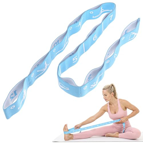 Segmentiertes Widerstandsband für Pilates, Fitness-Gummiband Yoga Stretching Strap Yoga Stretch Gurt mit 12 Schleifen Premium Dehnungsband aus Polyester-Baumwolle