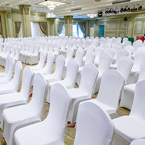 Yunvin Dining Chair Covers Polyester Spandex Stretch Slipcovers Washable Removable Universal Fit Chair Protector for Weddings, Parties, Hotels, Restaurants, White Pack of 200