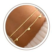 Turandoss Armband Damen Gold, 14K Gold Vergoldete Herz Geschichtet Armband