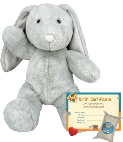 Pebbles the Bunny Make a Bear 16 (40cm) Soft Plush Teddy Bear | Stuff your Own | Wishing Heart, Bag of Fluff & Birth Certificate Included