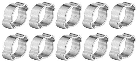 10pcs Collier de Serrage Clip à Ressort Tuyau Serre-joints à Tuyaux en Acier Inoxydable Deux-oreille(9-11MM)