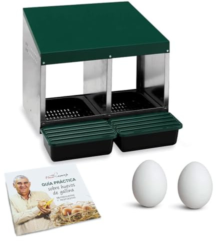 FINCA CASAREJO ECO Hühnernest 2 Fächer +2 künstliche Eier und EIN praktischer Leitfaden über Hühnereier gratis - Hühnernester
