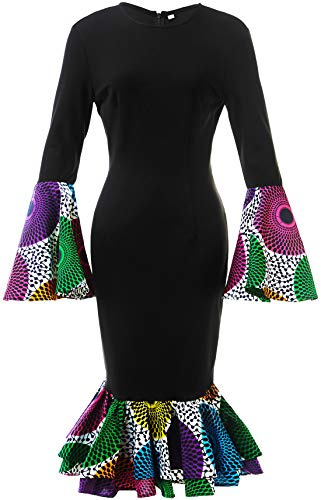 HongyuAmy Women's African Fashion Ankara Print Dress Traditional Casual Outfits Attire Color A M