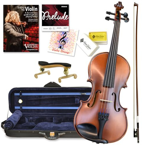 Antonio Giuliani Etude Violin Outfit 4/4 Full Size By Kennedy Violins - Carrying Case and Accessories Included - Solid Maple Wood and Ebony Fittings