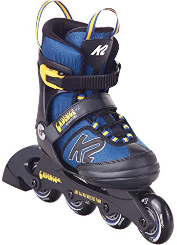 K2 Cadence Inline Skates Kinder I Inliner für Jungen I Rollerblades Boys I Inliner für Kinder I Rollschuhe Jungen I Kinder Inliner verstellbar I Blue - Yellow I L (EU: 35-40 / UK: 3-7 / US: 4-8)