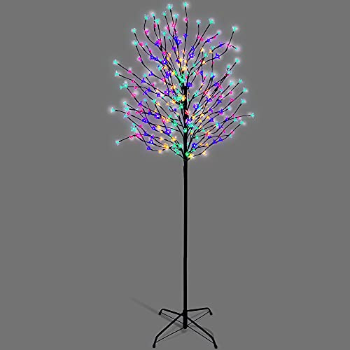 NETTA 5FT LED Cherry Blossom Tree, Pre-Lit 250 Lights, Auto-Off Timer and 8 Lighting Modes, 3M Power Cable, Suitable for Indoor and Outdoor Use - Multi-Colour