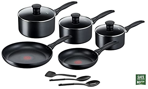 Tefal Induktion G155S844 Antihaft-Kochgeschirr-Set, 8-teilig, Schwarz, Töpfe, Aluminium