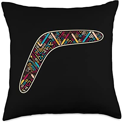 Boomerang Australia Outdoor Sports Vintage Native American Boomerang Tribal Throw Pillow, 18x18, Multicolor