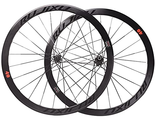 Generic Rennrad-Laufradsatz 700c 40 mm Aluminiumlegierungsfelge V-Bremsräder Bolt On Carbon-Nabe Centerlock-Scheibenbremsradsatz für 7-11-Gang-Casse