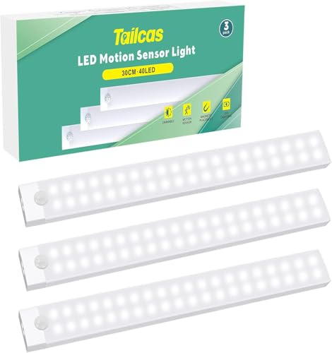 Motion Sensor Lights Indoor, Under Cabinet Kitchen Lights | USB Rechargeable Night Light, Dimmable Cupboard Light, Children's Night Light for Wardrobe, Staircase, Hallway