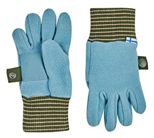 Finkid Sormikas Blau - Warme atmungsaktive Kinder Fleece Fingerhandschuhe, Größe L - Farbe Smoke Blue - Bronze Green