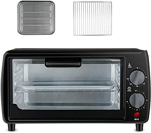 REJOON Oven Toaster Countertop Mini Oven Compact 9L Large Capacity Intelligent Timing Temperature Control Compact Mini Electric Oven 750w Includes Bake Pan Broil Rack (Color : Black)