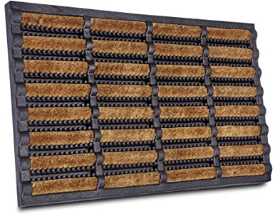 Hanse Home Brushes Fußmatte Kokos und Gummi 45x75cm – rutschfeste Schmutzfangmatte für Innen und Außen, Fußabtreter mit Kokosbürsten Türmatte Wetterfest Schmutzabtreter Outdoor – Schwarz Natur