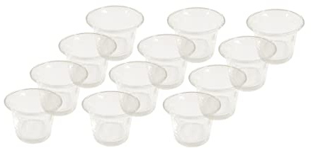 12 x Teelichtglas geschwungener Rand Ø 6,3 cm Oben Ø 4,4 cm unten Höhe 4,8 cm Votivkerzenhalter Tischdeko Dekoration Kerzen Optimale Größe auch als Dipschale verwendbar