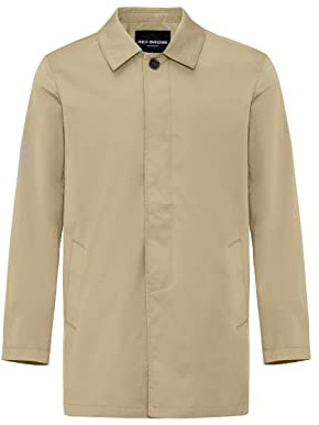 Redbridge Elegante cappotto corto da uomo con collo a ventaglia, look classico, bottoni nascosti, beige., XL